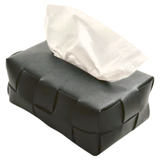 華夫格棋盤編織衛生紙盒, 低調黑, 20 x 13 x 9cm