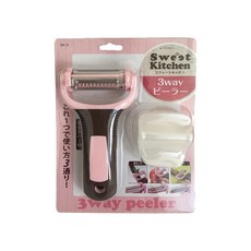 KAI 貝印 簡單3用旋轉刮皮器 附蓋 削皮刀, 粉色, 1個