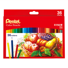 Pentel 飛龍文具 彩色鉛筆套裝 水溶性 色彩鮮明 易於混合, 36色, 1盒