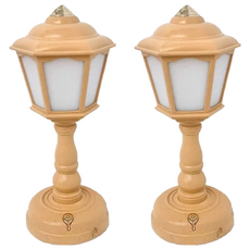 沐慕家居 三段燈光模式小夜燈 2個 USB插孔充電 直徑7.5 高19cm, 路燈黃