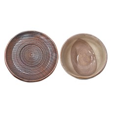 日本 美濃燒 粉引 抹茶碗 9.5 x 9.5 x 7cm + 茶托 12.8 x 12.8 x 2cm, 1組