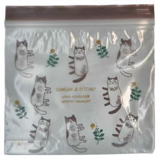 kUSUgURU JAPAN 日本眼鏡貓 Nagonago-san系列 食物密封保鮮夾鏈袋 日本食品衛生檢測合格, S(22 × 22 × 4cm), 10入, 1組