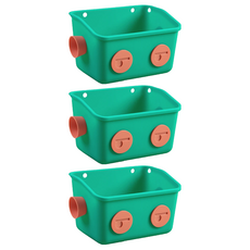 E.dot 機器人造型收納籃 瀝水架 置物架 多功能 底部鏤空 附贈背貼, 22 x 13.5 x 13cm, 綠色, 3個