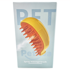 電動噴霧寵物按摩梳 2入 ABS+矽膠材質 附USB充電短線 貓咪/狗狗適用, 黃香蕉, 1組