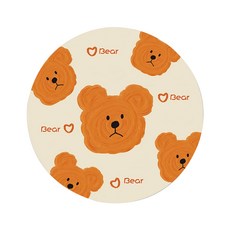 小麥購物 硅藻泥熊熊杯墊 G657 20g, 五隻熊熊 白色 + 橘色, 8個