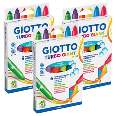 GIOTTO 超好洗 Turbo Giant Fluo彩色筆，粗細雙效, 6色, 3盒