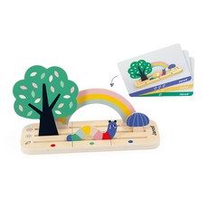 Janod認知學習積木玩具，訓練空間概念，激發想像力，安全木質，多種主題卡片, 1個