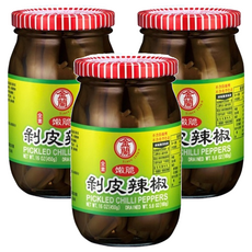 金蘭 剝皮辣椒, 特殊溫控脫皮技術, 清脆口感, 加水升級美味高湯, 450g, 3罐