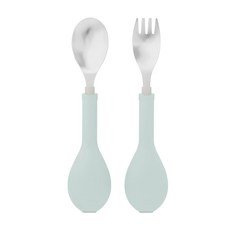 FlipGo 翻滾吧湯叉組，易於翻轉，易於存放，超小, 薄荷綠, 湯匙+叉子, 2入
