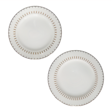 JUST HOME 羽藏骨瓷2件餐具組, 白色, 平盤 + 大平盤, 1組