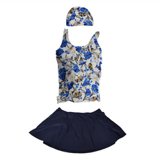 Summer love 夏之戀 女款長版二件式泳衣 (附泳帽) 尼龍80% 彈性纖維20% 台灣製造, 952