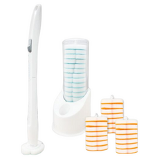妙潔 易淨拋可替換式馬桶刷 多效型綜合組, 白色 + 可替換式刷頭 藍色/橘色, 1組