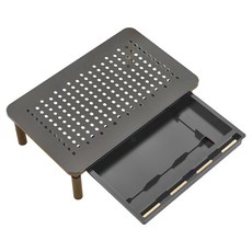 Ermutek 二木科技 二入組升降型電腦螢幕增高架抽屜收納設計 SR-009-SD 39.5 x 25 x 7cm 2.6kg, 黑色