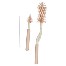 nac nac 白金矽膠旋轉奶瓶奶嘴刷 奶瓶刷32 x 4.5cm + 奶嘴刷19 x 3cm + 吸管刷17.5 x 0.7cm, 1組, 甜橙粉