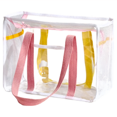 透明收納袋, 大(34 x 25.8 x 15cm), 粉黃帶白邊