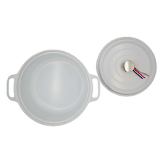 LENANSE 鑄鋁雙耳燉鍋 湯鍋 IH適用 白色 防溢設計, 20cm, 1個