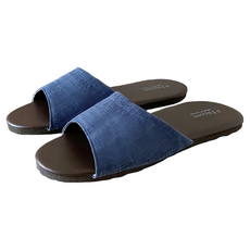 i Slippers 品味系列 布面皮質室內拖鞋，台灣製造，棉布棉麻材質, 280mm, 藍色