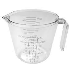 EXCELSA 握柄刻度量杯, 600ml, 耐熱100度C, PS塑料, 1個, 透明