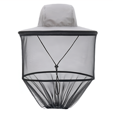 捷華 可拆卸防蚊罩登山帽 可調整鬆緊扣, 淺灰色, 帽圍60cm