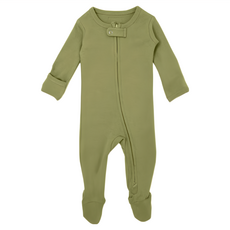 L'ovedbaby 有機棉拉鍊款包手腳連身衣 100% GOTS認證有機棉, 6~9個月, 鼠尾草綠 Sage