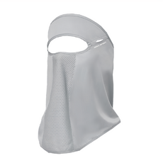 AREX SPORT 高爾夫防曬面罩親膚冰絲網眼護臉遮頸脖圍AS-3496 銀白灰 涼感透氣, 1件, 均碼(34 x 30cm)