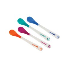 munchkin 滿趣健 感溫安全湯匙 4入組, 不含BPA, 3個月以上適用, 柔軟材質保護牙齦, 人體工學握柄, 17 x 2.5cm, 1組