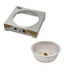 YSS Dog&Cat 360度可調式原木陶瓷寵物碗, 小黃狗, 1個