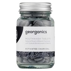 georganics 礦物漱口錠 活性碳 天然口氣清新劑 含碳酸氫鈉和薄荷醇 180錠, 1罐