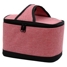 iSFun 極簡牛仔布 加厚手提保冷保溫便當包, 紅色, 1個