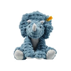 Steiff 德國金耳釦泰迪熊 Dixi Triceratops 玩偶 柔軟絨毛 安全無毒 寶貝安心玩耍, 28cm, 三角龍 藍色, 1個