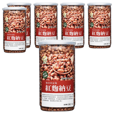 Global Garden 盛花園 豆米花 紅麴納豆, 百分百紅麴加黃金豆穀物發酵, 低溫真空烘培, 口感香脆微鹹, 非基因食品不含動物性脂肪, 330g, 6罐