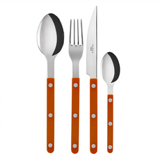 SABRE PARIS Bistrot 復古酒館鈕扣亮面系列餐具4件組, 不鏽鋼壓克力, 太陽橘, 22cm 2支 + 24cm + 16cm, 1組