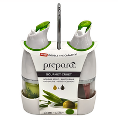 prepara 沛樂生活 Gourmet Cruet Set 醬料調味罐，附手提底座，雙倍容量，防滴漏, 148ml 215g, 2個