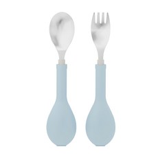 FlipGo 翻滾吧 湯叉組 - Stay-clean flipping design, 304食品級不鏽鋼, 寂靜藍, 湯匙+叉子, 1組