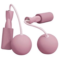 健身無線運動輕鬆跳跳繩 內置負重鐵塊 自潤滑軸承 泡棉加厚設計, 無線跳繩總長44cm 球體直徑7.5cm, 櫻花粉, 1組