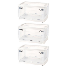 三開摺疊收納箱, 白色, 737 特大號(60 x 42 x 33.5cm), 3個