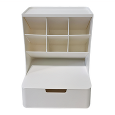 西格傢飾 日式大容量多格桌面收納盒 23.5 x 18 x 13.7cm, 簡潔白, 1個