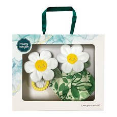 Mary Meyer 蜜兒 經典禮盒 安撫巾+手搖鈴, 微笑小雛菊, 微笑小雛菊 白色 + 黃色 + 綠色, 1盒