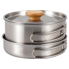 CLS 不鏽鋼鍋具組 2個, 銀色, 蓋子 + 煮鍋 + 煎鍋, 1組
