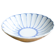 佐和陶瓷國際有限公司 4吋深皿 日本製 200ml 13.5 x 3.5cm, 菊紋 藍色, 1個