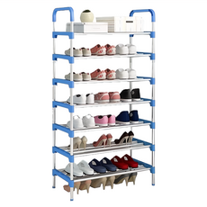 京太陽 不鏽鋼八層鞋架, 藍色, 大容量多層收納, 簡易組裝, 1個