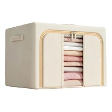 小麥購物 牛津布透明視窗收納箱 L182 100L, 優雅米, 42 x 40 x 60cm, 1個