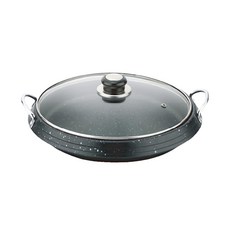 K-ONE 卡旺 L002燒烤盤 附蓋 無油孔 適用卡式爐 電磁爐 精緻大理石塗層, 26.5cm, 1個