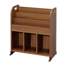 IRIS OHYAMA 愛麗思歐雅瑪 童心繪本架 ER-6030, 胡桃木色 + 棕色, 3層, 1個