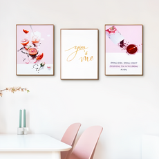 STYLEG時代家居 板畫 有框畫 3件組 粉紅戀情, 39 x 29cm, 玫瑰金