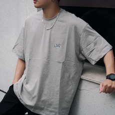 BOHRHOO 24SS 美式復古印花純棉短袖 花灰, 2XL