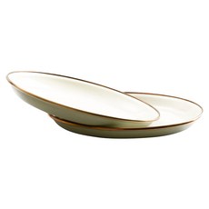 BAREBONES Set 2入 鋼+琺瑯材質, 沙拉盤, 黃褐綠色, 1組