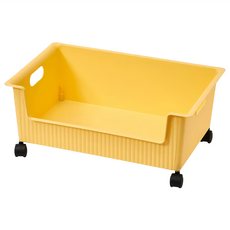 桌下附輪收納整理箱, 黃色, 1個