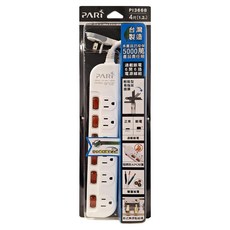 PARI 派睿 過載斷電6開6座電源線組 290 x 56 x 26mm, 1.2m, 白色, 1條