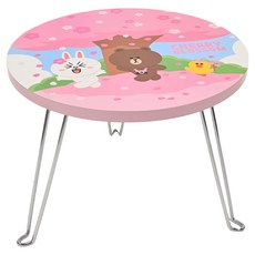 Hiromimi LINE FRIENDS 櫻花季摺疊桌, 超人氣圖案 輕巧好收納 E1級密度版, 賞花趣, 1張